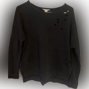 Black Distressed Crewneck Sweatshirt